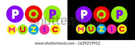 Pop muzic word on colored circles Imagine de stoc © 