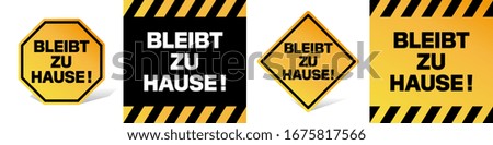 Bleibt zu Hause!, Stay home! in german language on Warning banner