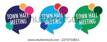 Town hall meeting on speech bubble