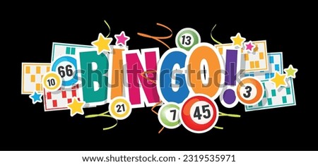 Bingo! with lottery balls and bingo card