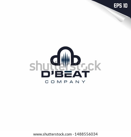 BD letter Earphone beat icon logo design template