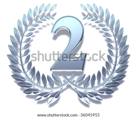 Silvery laurel wreath with number two inside