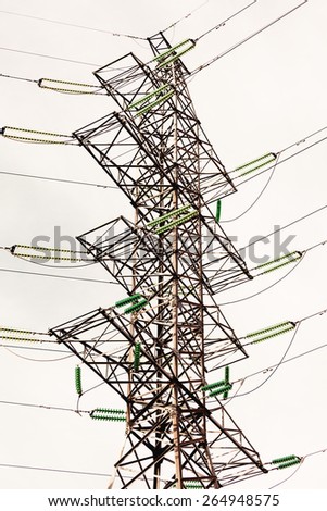 Supporting metal high-voltage power line pole.