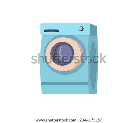 3d Vector illustration of a washing machine in turquoise color on a white background