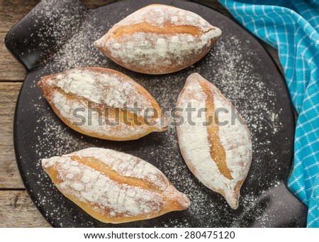 Traditional Italian bread Ciriola Romana. Soft focus