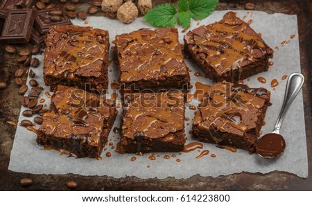 Similar – Image, Stock Photo Salted caramel chocolate cookies on ceramic plate