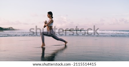 Similar – Foto Bild Schlanke Frau dehnt sich beim Training an der Strandpromenade