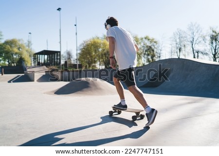 Similar – Image, Stock Photo Skateboard in full speed on ramp