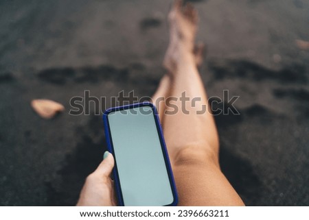 Similar – Image, Stock Photo Crop faceless woman using hand sanitizer in ward