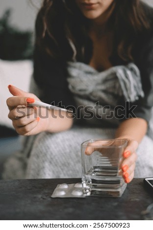 Similar – Image, Stock Photo Anonymous woman taking measurements in a wired dummy