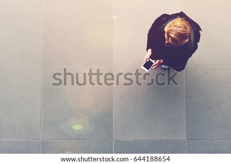 Similar – Image, Stock Photo top view of woman holding metallic mug of water, relaxing in hammock at sunset. autumn season