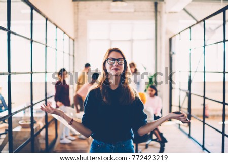 Similar – Image, Stock Photo Young woman resting during training after jogging