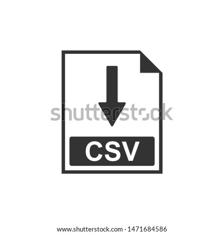 CSV file document icon. Download CSV button icon isolated. Flat design. Vector Illustration