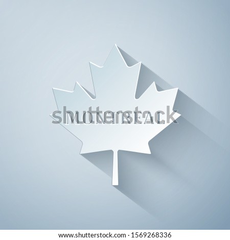 Paper cut Canadian maple leaf with city name Montreal icon isolated on grey background. Paper art style. Vector Illustration