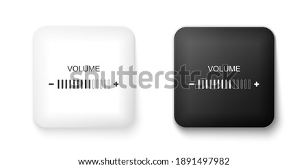 Black and white Volume adjustment icon isolated on white background. Square button. Vector.