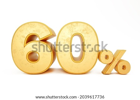 The number sixty percent is in gold - the number 60% is 3D illustrator and render, used for graphic banner design layouts, posters, wallpapers Сток-фото © 