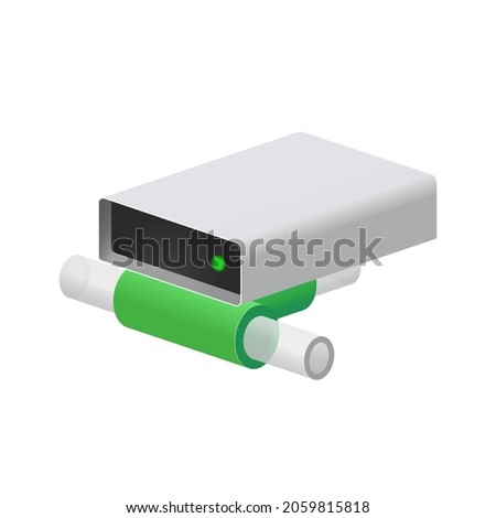 Volumetric hard disk or disk drive icon on the network