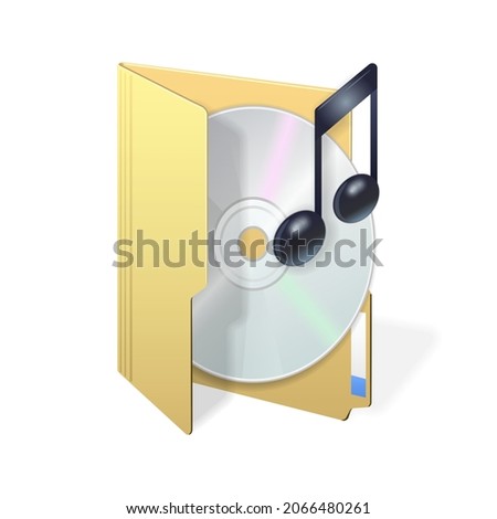 File computer folder with compact disk and music icon isolated on white background