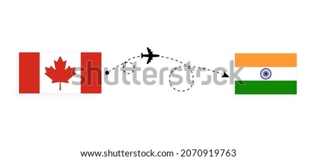 Flight and travel from Canada to India by passenger airplane Travel concept