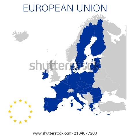 European Union on political map of the Europe in 2022