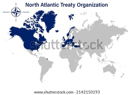 North Atlantic Treaty Organization on political map of the world in 2022