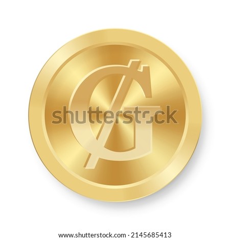 Gold Guarani coin Concept of internet web currency