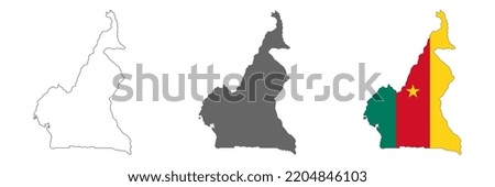 Highly detailed Cameroon map with borders isolated on background