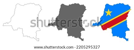 Highly detailed Democratic Republic of the Congo map with borders isolated on background