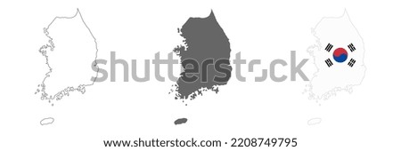 Highly detailed South Korea map with borders isolated on background