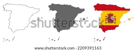 Highly detailed Spain map with borders isolated on background