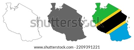 Highly detailed Tanzania map with borders isolated on background