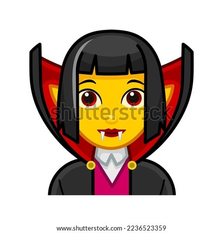 Female vampire or Dracula Large size of yellow emoji face