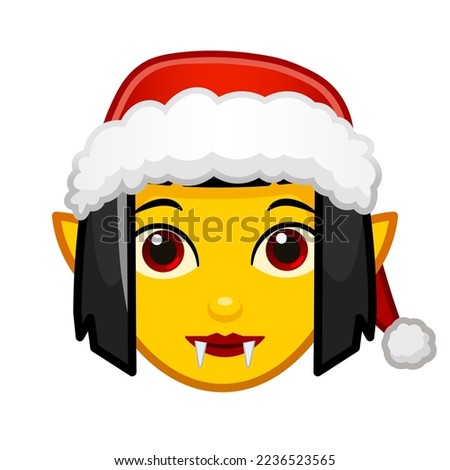 Christmas female vampire or Dracula Large size of yellow emoji face