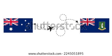 Flight and travel from Australia to British Virgin Islands by passenger airplane Travel concept
