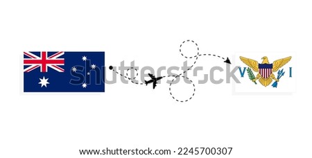 Flight and travel from Australia to United States Virgin Islands by passenger airplane Travel concept