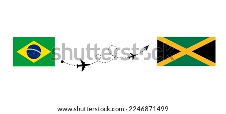 Flight and travel from Brazil to Jamaica by passenger airplane Travel concept