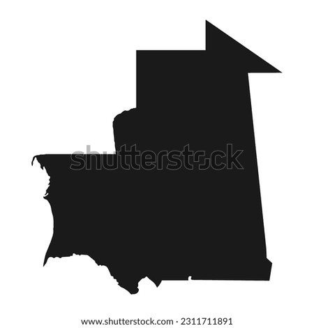 Highly detailed Mauritania map with borders isolated on background