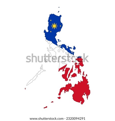 Philippines map silhouette with flag isolated on white background