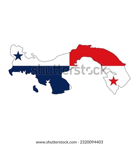 Panama map silhouette with flag isolated on white background