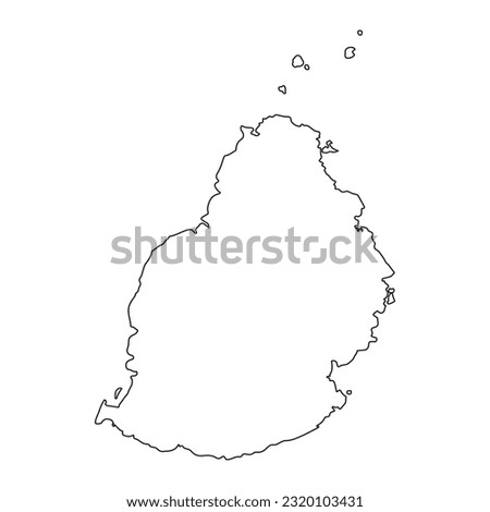 Highly detailed Mauritius map with borders isolated on background