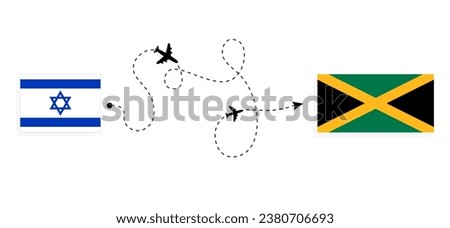 Flight and travel from Israel to Jamaica by passenger airplane Travel concept