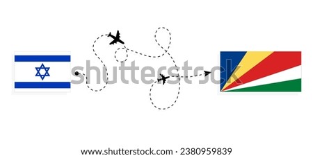 Flight and travel from Israel to Seychelles by passenger airplane Travel concept