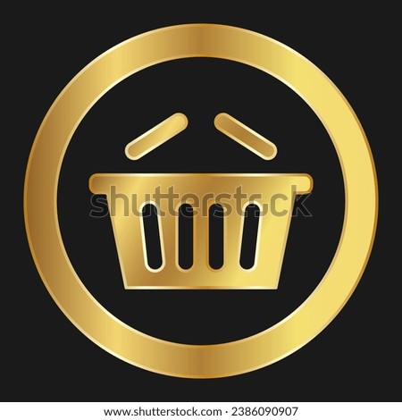 Shopping basket simple gold icon for apps and websites