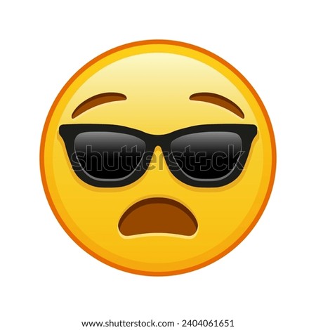 Anguished face with sunglasses Large size of yellow emoji smile