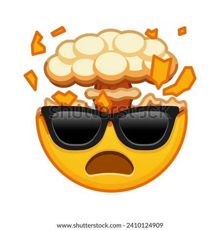 Shocked face with exploding head and sunglasses Large size of yellow emoji smile