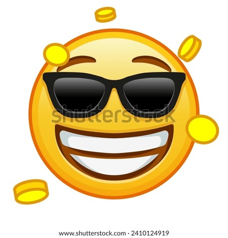 Money-mouth face with sunglasses Large size of yellow emoji smile