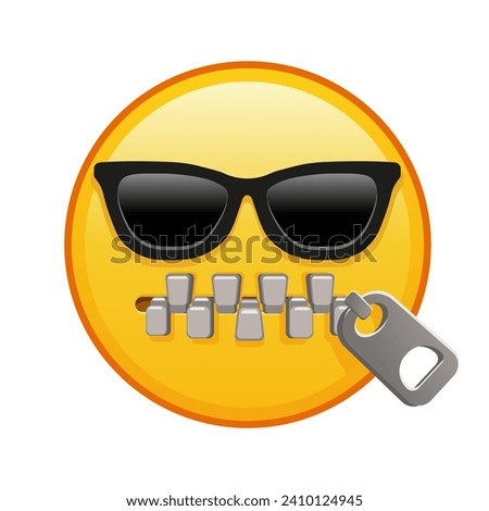 Zipper-Mouth face with sunglasses Large size of yellow emoji smile