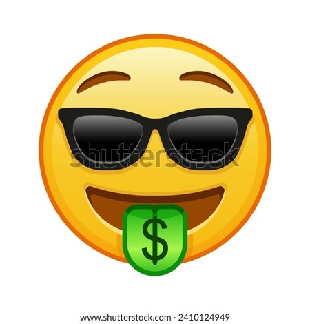 Money-mouth face with sunglasses Large size of yellow emoji smile