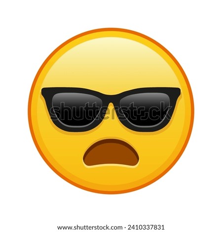 Frowning face with open mouth and sunglasses Large size of yellow emoji smile