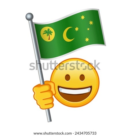 Emoji with Cocos Islands flag Large size of yellow emoji smile